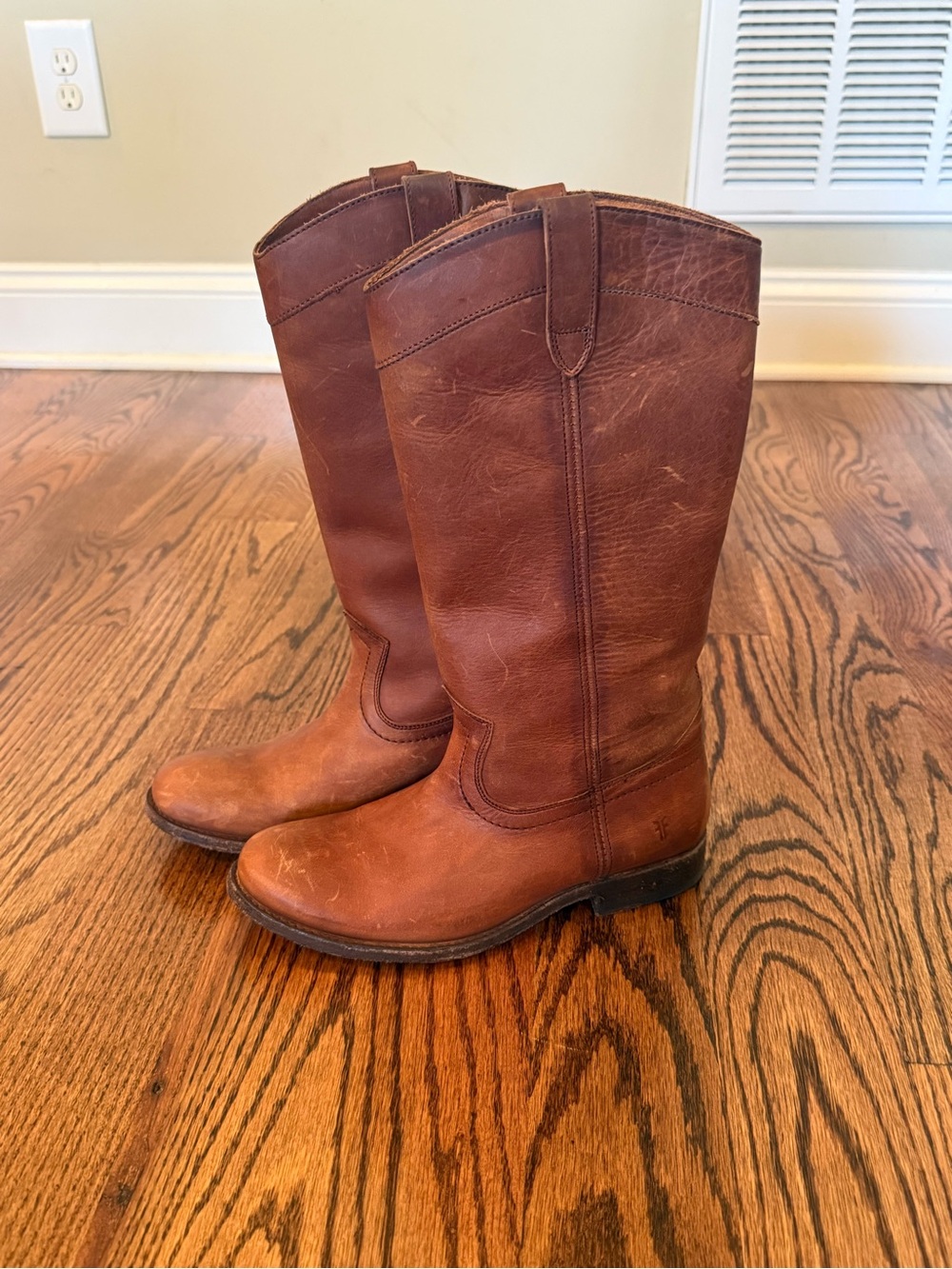 Frye Tall Chestnut Leather Western Boots